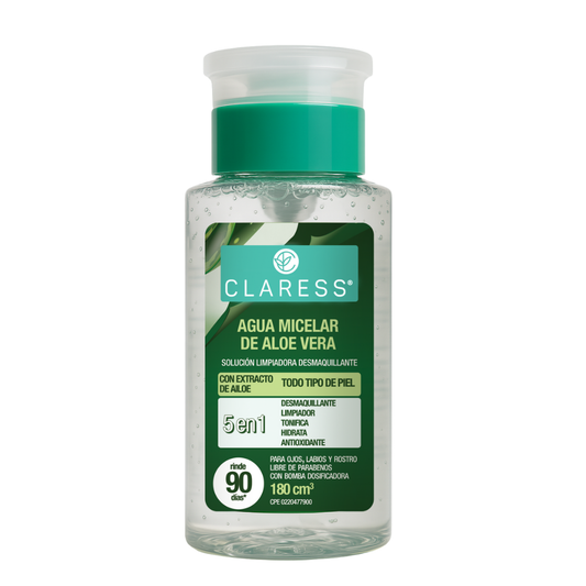 Claress Agua Micelar de Aloe Vera – Para Piel Seca o Reactiva