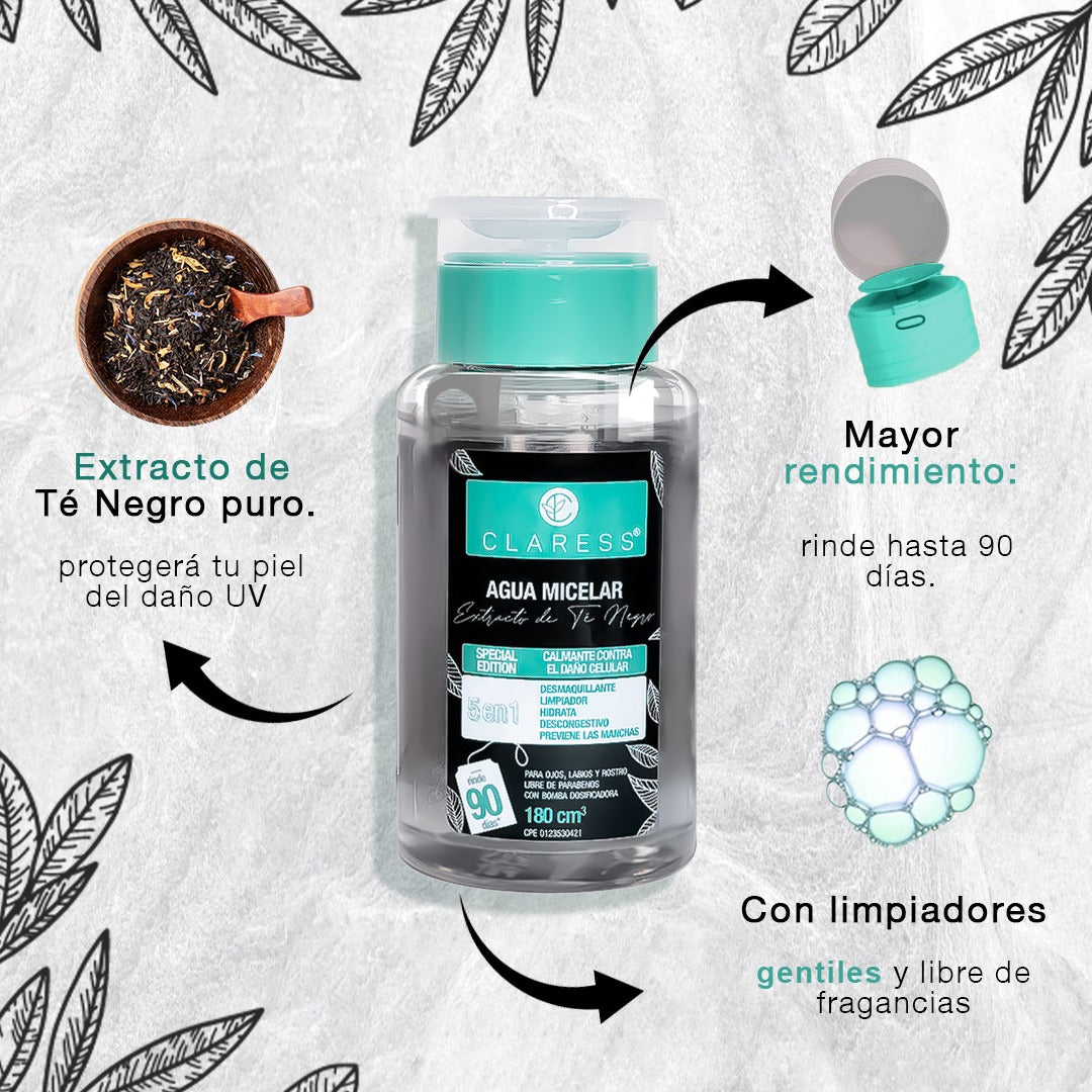 Agua Micelar de Té Negro Para Pieles Pigmentadas
