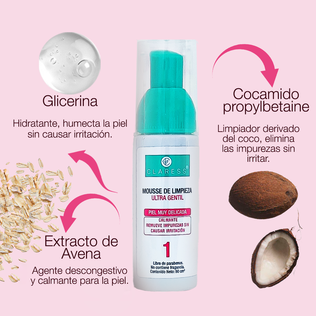 Mousse de Limpieza Ultra Gentil con Extracto de Avena – Piel Sensible y con Rosácea