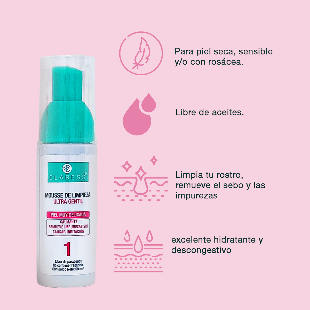 Mousse de Limpieza Ultra Gentil con Extracto de Avena – Piel Sensible y con Rosácea