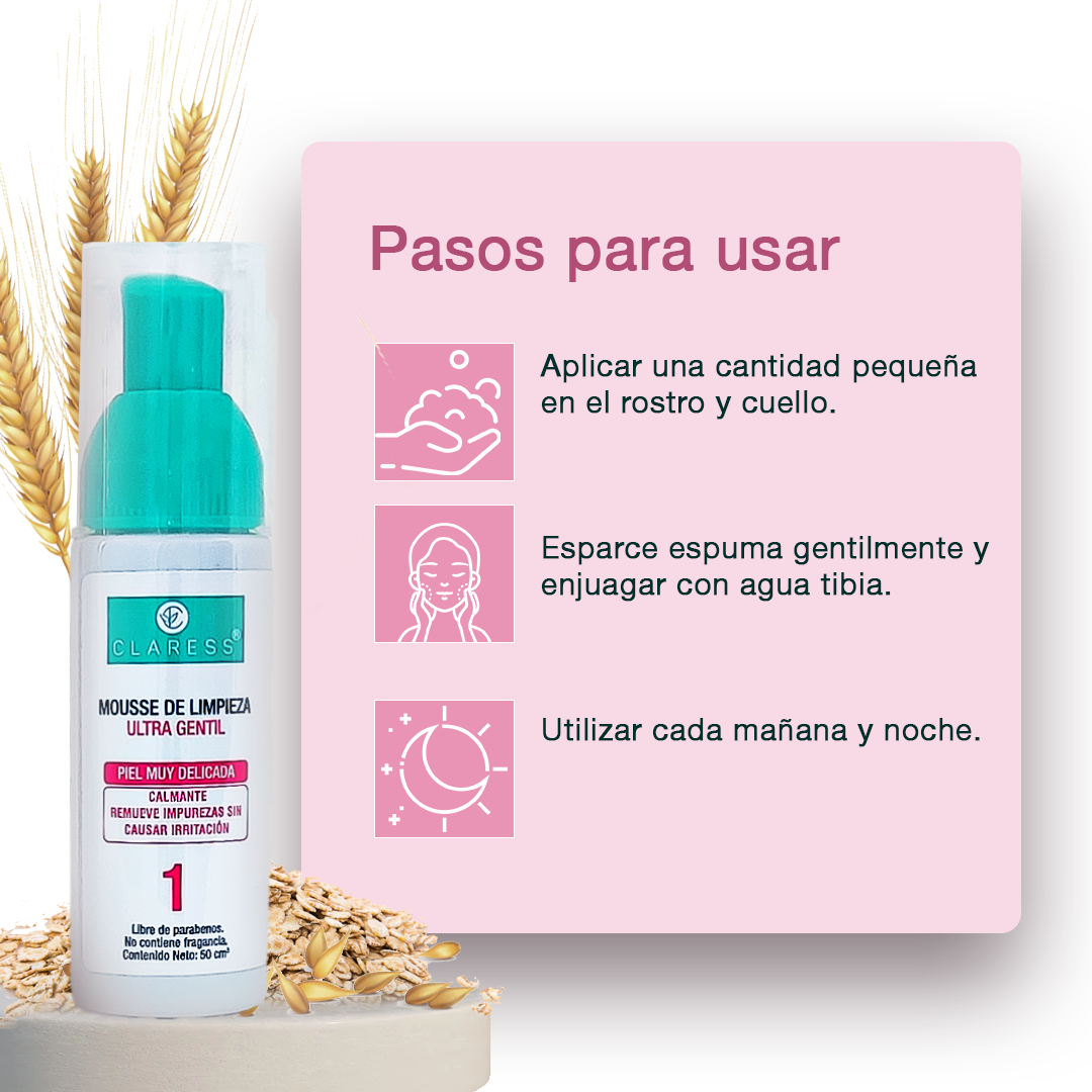 Mousse de Limpieza Ultra Gentil con Extracto de Avena – Piel Sensible y con Rosácea