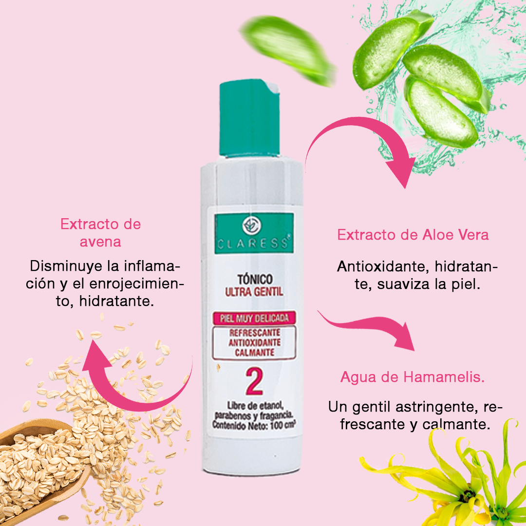 Tónico Ultra Gentil – Con Hamamelis, Avena y Aloe para Piel Sensible