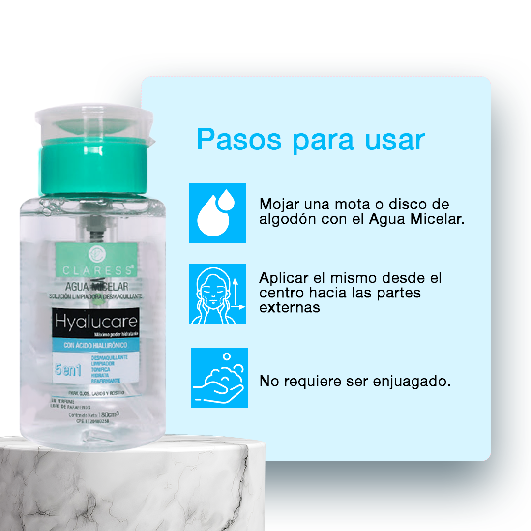 Agua Micelar con Ácido Hialurónico – Limpieza Antiedad e Hidratación Profunda