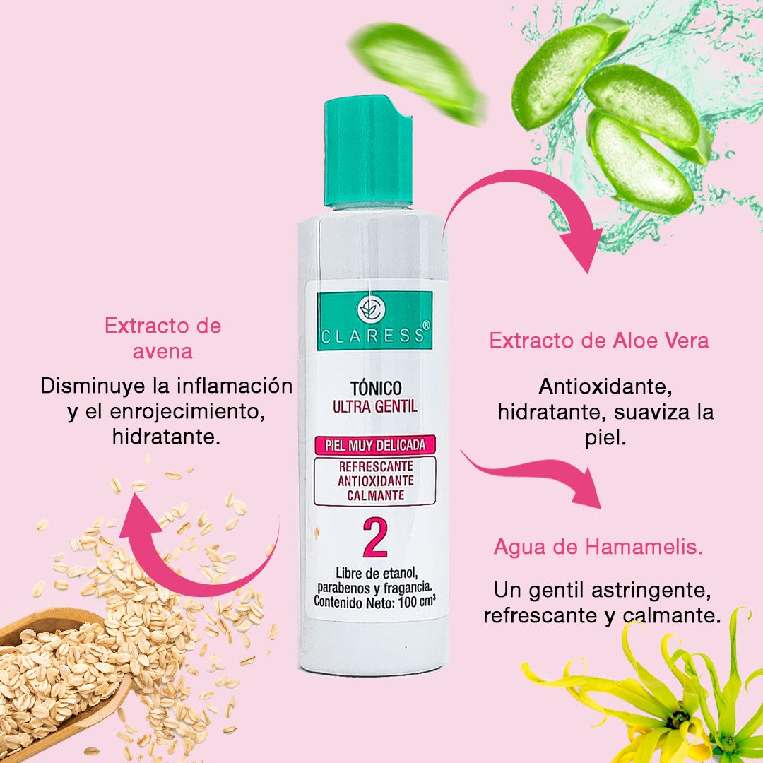 Tónico Ultra Gentil – Con Hamamelis, Avena y Aloe para Piel Sensible