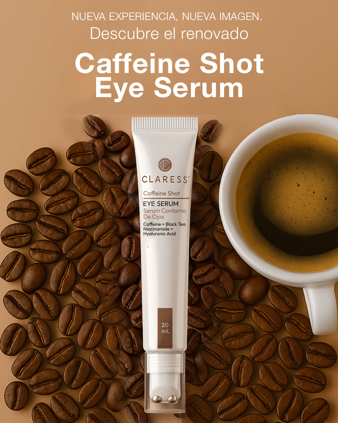 Sérum Contorno de Ojos Roll-On con Cafeína Pura – Anti-Ojeras y Bolsas