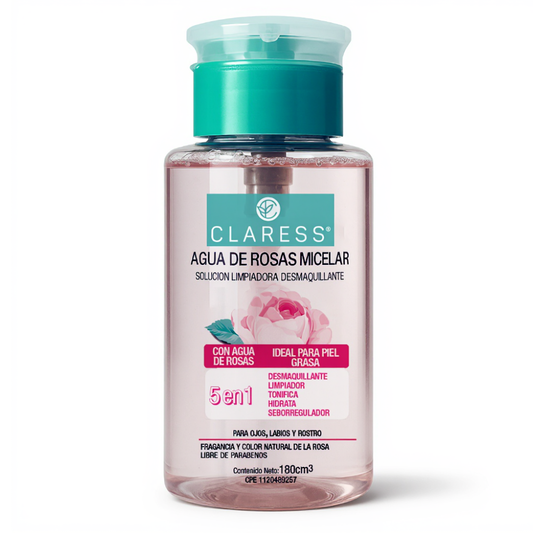 Agua de Rosas Micelar Claress – Limpieza Suave y Seborreguladora