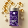 Purple jar of Cerabland Complex capsules with a beige background