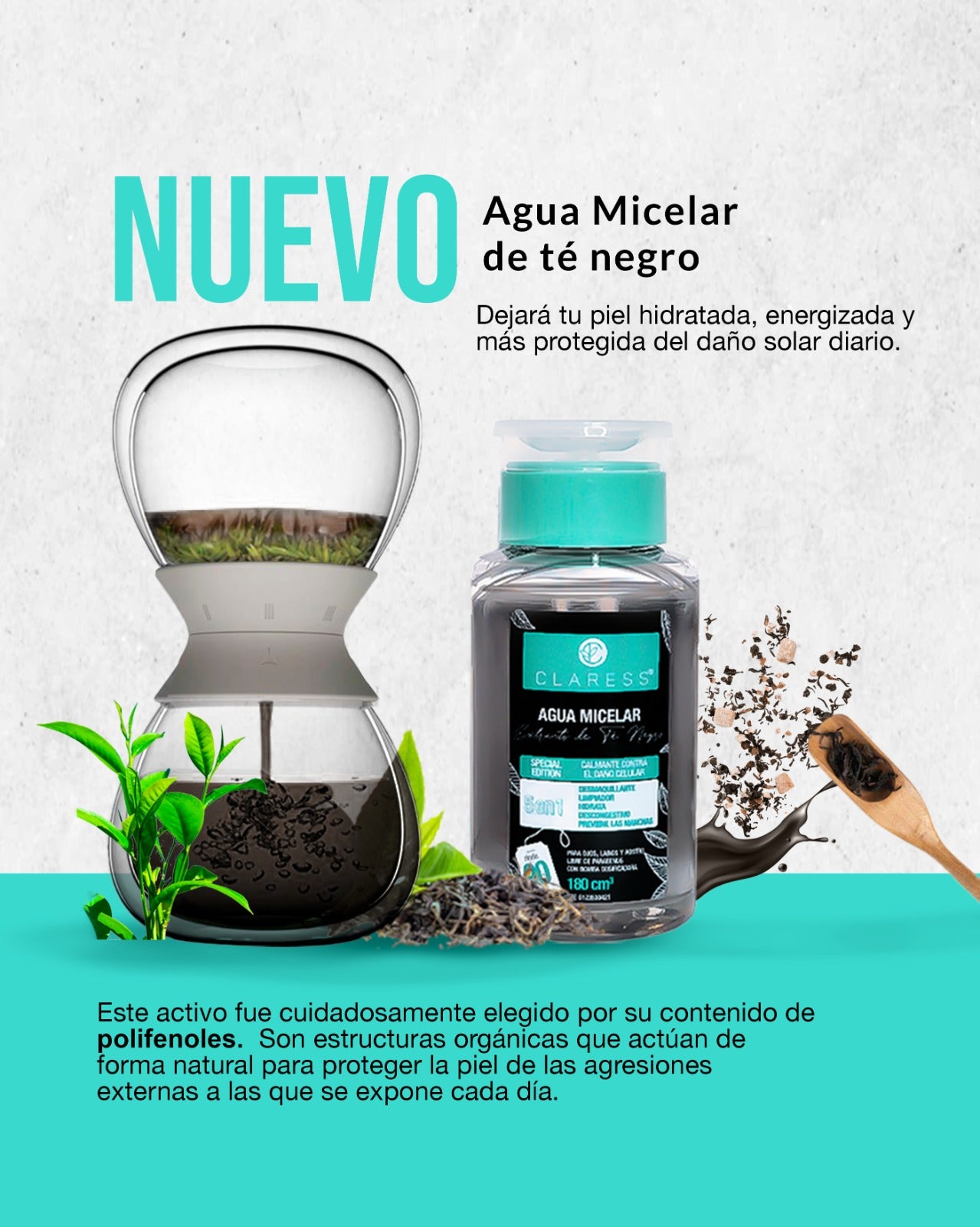 Agua Micelar de Té Negro Para Pieles Pigmentadas